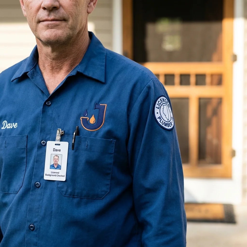 Licensed plumber showing ID badge in Dupree, SD