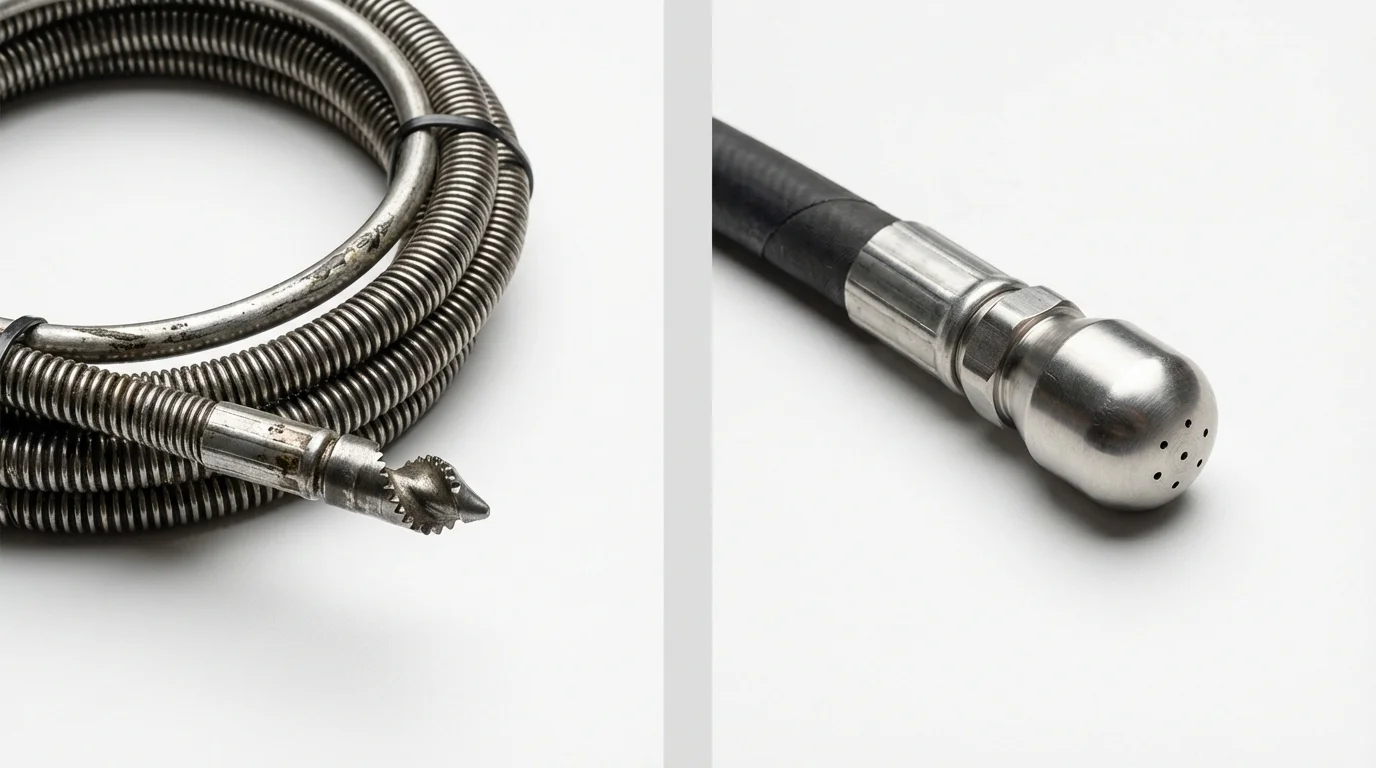 Drain snake cable and hydro jetting nozzle used for drain cleaning in Dupree, SD