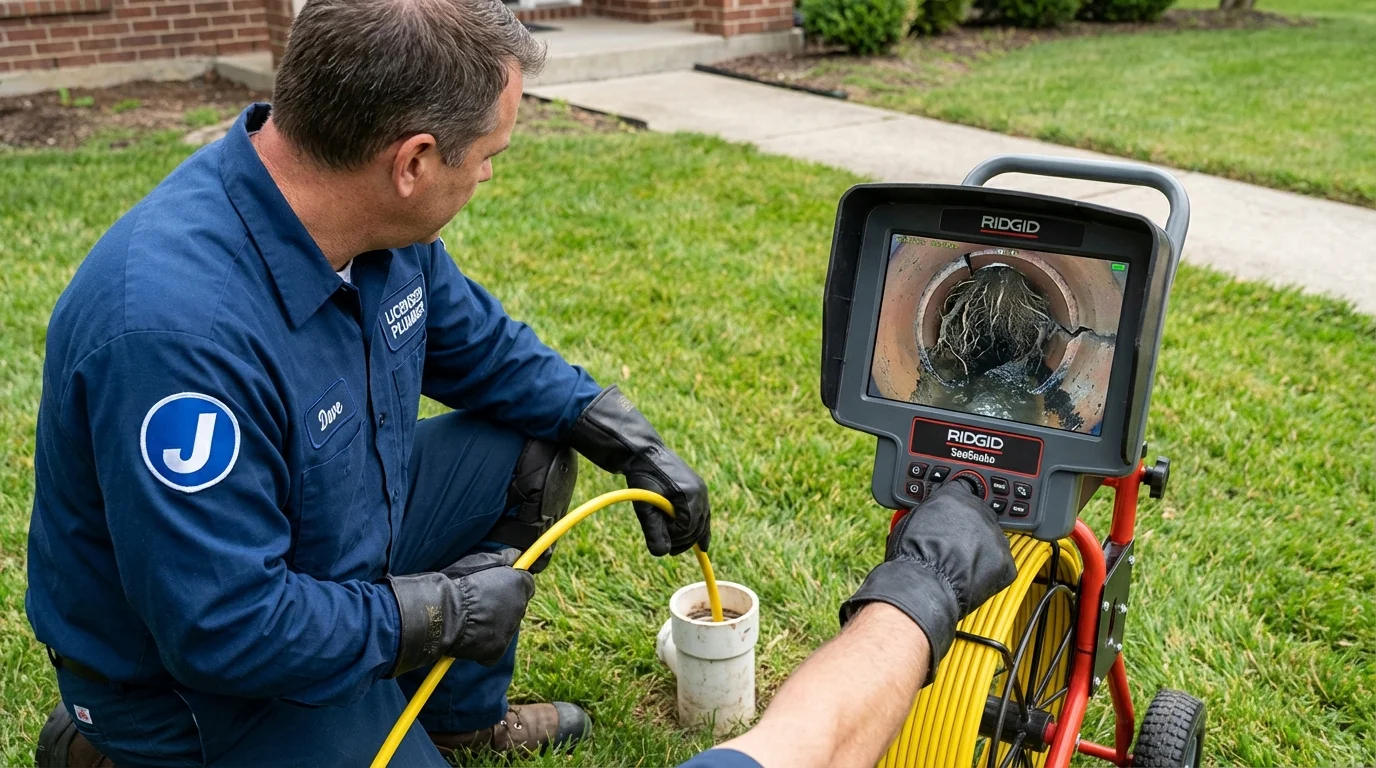 Sewer camera inspection being performed by Johns Plumbing LLC in Dupree