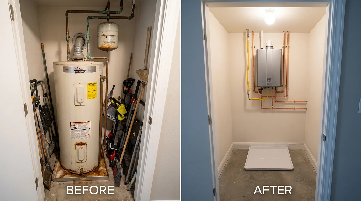 Tank water heater versus wall-mounted tankless unit comparison for Dupree, SD homeowners